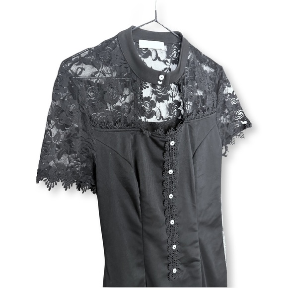 [ BELLE POGUE ] High-Low Black Gothic Dress w/Lace Patchwork & Cut Outs: M : EUC - Picture 3 of 10